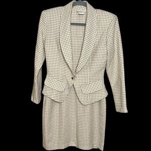 Vintage Cream and Tan Plaid Dress‎ and Blazer Set Size 5-6